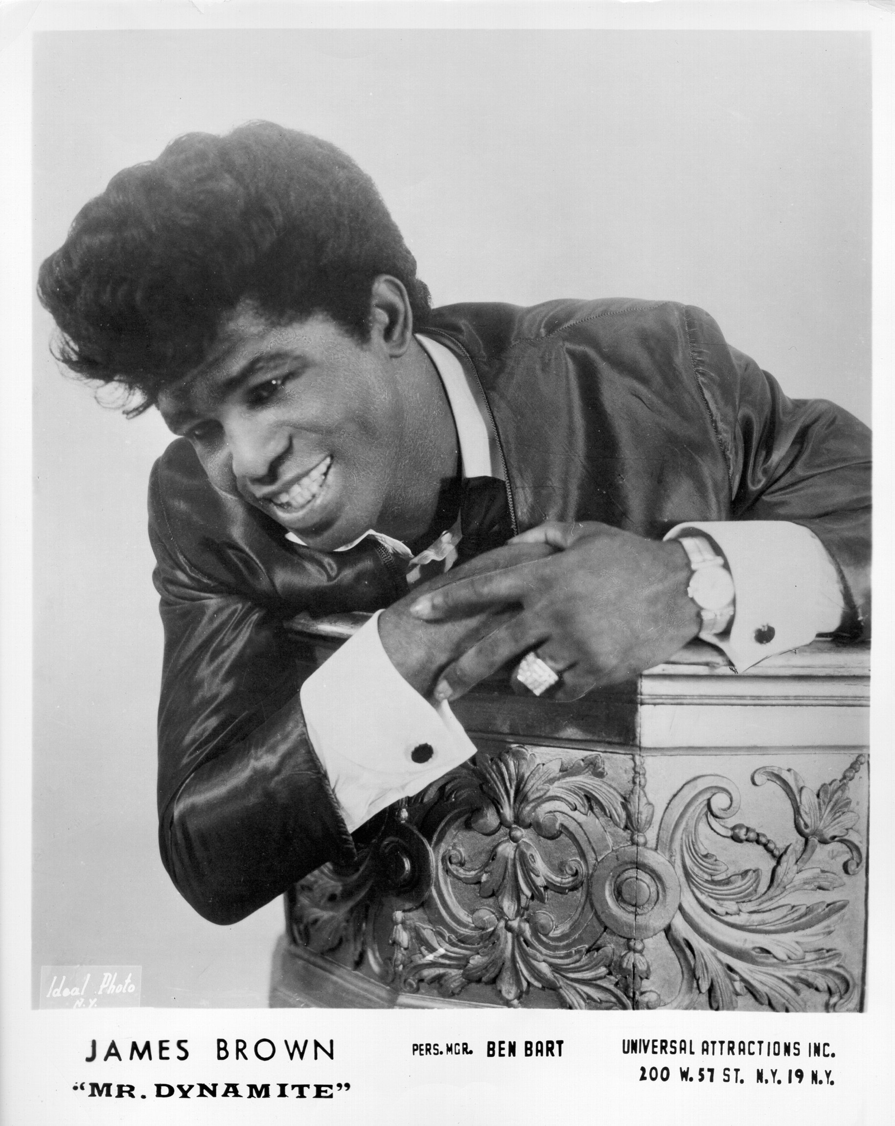 James Brown promotional photo, circa 1958. Photo via Michael Ochs Archives/Getty Images.